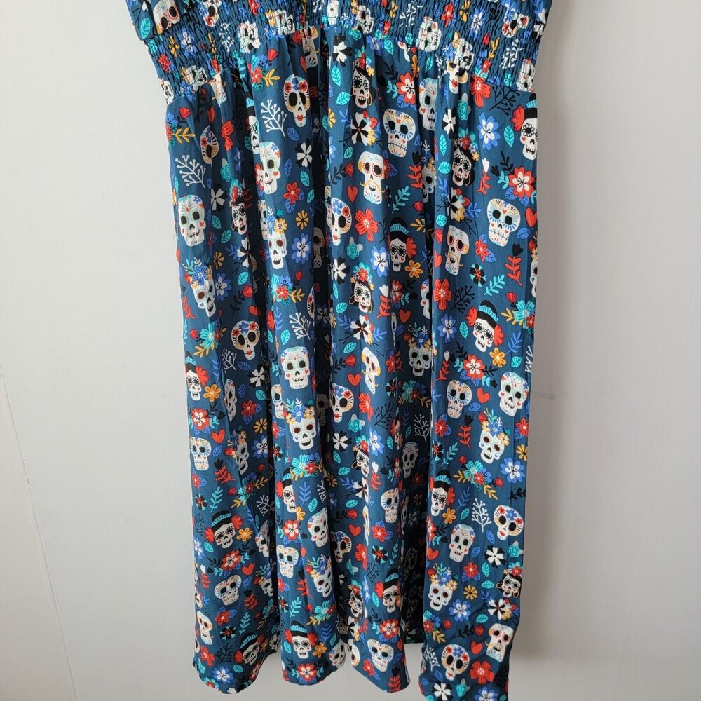 Modcloth Blue Skull Print Midi Dress - Picture 4 of 9